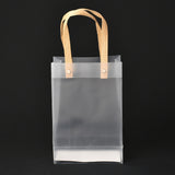 1 Bag Christmas Theme Rectangle Custom Blank Transparent Tote Bag, Waterproof Plastic Shopping Bags, with Handle, Clear, 32x14cm, 10pcs/bag