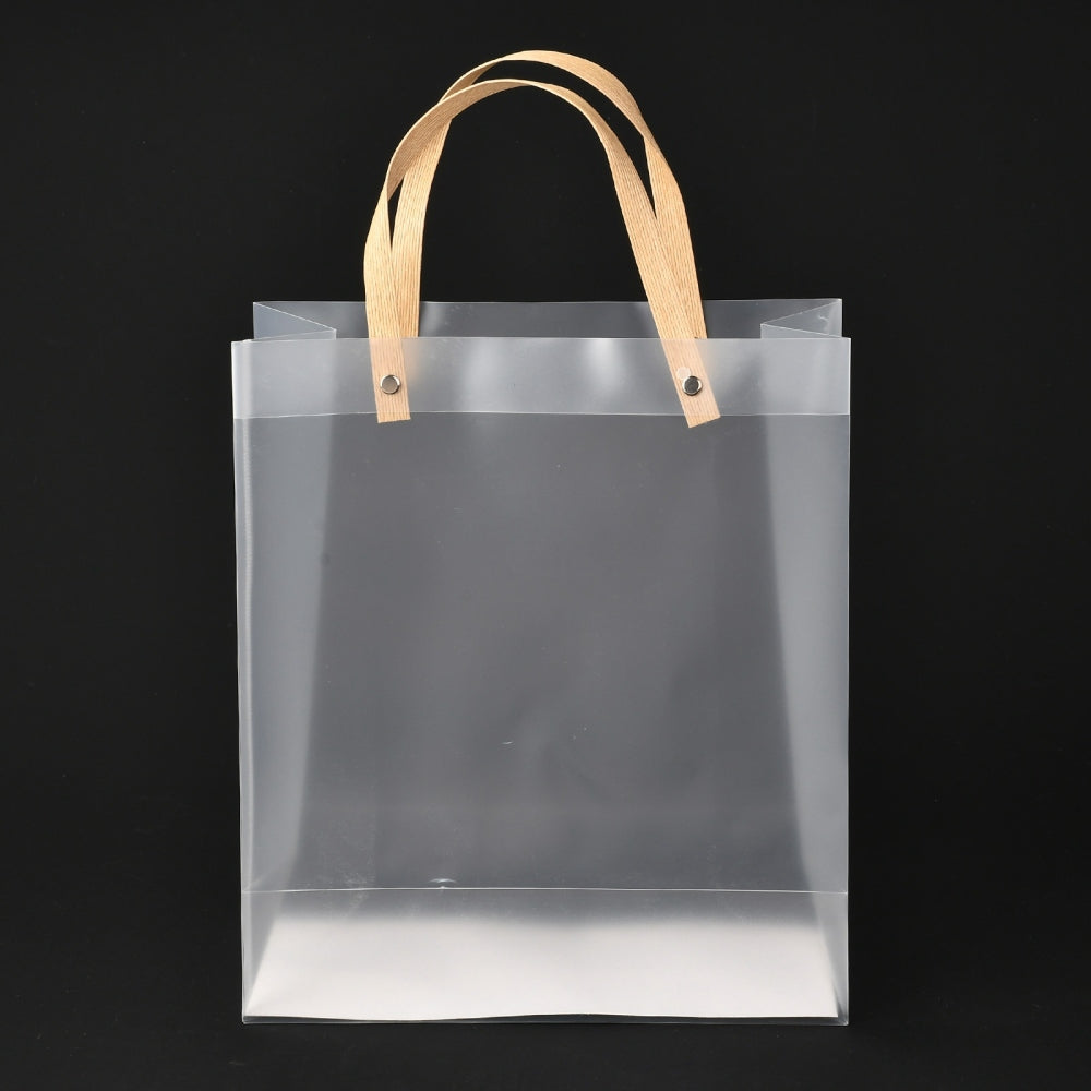 CRASPIRE 1 Bag Christmas Theme Rectangle Custom Blank Transparent Tote Bag,  Waterproof Plastic Shopping Bags, with Handle, Clear, 38.5x24.5cm, 10pcs/bag