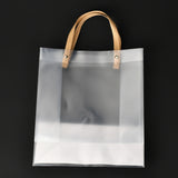 1 Bag Christmas Theme Rectangle Custom Blank Transparent Tote Bag, Waterproof Plastic Shopping Bags, with Handle, Clear, 38.5x24.5cm, 10pcs/bag