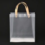 1 Bag Christmas Theme Rectangle Custom Blank Transparent Tote Bag, Waterproof Plastic Shopping Bags, with Handle, Clear, 38.5x24.5cm, 10pcs/bag