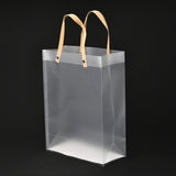 1 Bag Christmas Theme Rectangle Custom Blank Transparent Tote Bag, Waterproof Plastic Shopping Bags, with Handle, Clear, 41x22cm, 10pcs/bag