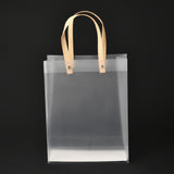 1 Bag Christmas Theme Rectangle Custom Blank Transparent Tote Bag, Waterproof Plastic Shopping Bags, with Handle, Clear, 37x20cm, 10pcs/bag