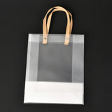 1 Bag Christmas Theme Rectangle Custom Blank Transparent Tote Bag, Waterproof Plastic Shopping Bags, with Handle, Clear, 37x20cm, 10pcs/bag