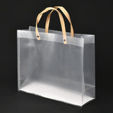 1 Bag Christmas Theme Transparent Rectangle Plastic Bags, with Handle, for Shopping, Crafts, Gifts, Clear, 35x30cm, 10pcs/bag