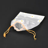 100 pc Plastic Frosted Drawstring Bags, Rectangle, Flower Pattern, 20x16x0.02~0.2cm
