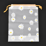 100 pc Plastic Frosted Drawstring Bags, Rectangle, Flower Pattern, 20x16x0.02~0.2cm