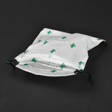 100 pc Plastic Frosted Drawstring Bags, Rectangle, Cactus Pattern, 20x16x0.02~0.2cm