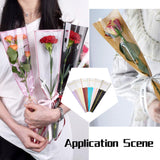 1 Set Magibeads 120Pcs 6 Colors OPP Plastic Flower Bouquet Bags, Single Flower Packaging Bags, Striped Pattern, Mixed Color, 45x4~13cm, 20pcs/color