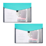 1 Set Magibeads PVC Meeting File Bag, with PU Leather & Hook and Loop, Rectangle, Medium Aquamarine, 22.6x31.8x0.3cm, 2pcs/set