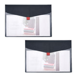 1 Set Magibeads PVC Meeting File Bag, with PU Leather & Hook and Loop, Rectangle, Black, 22.6x31.8x0.3cm, 2pcs/set