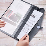 1 Set Magibeads PVC Meeting File Bag, with PU Leather & Hook and Loop, Rectangle, Pink, 22.6x31.8x0.3cm, 2pcs/set