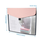 1 Set Magibeads PVC Meeting File Bag, with PU Leather & Hook and Loop, Rectangle, Pink, 22.6x31.8x0.3cm, 2pcs/set