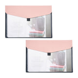 1 Set Magibeads PVC Meeting File Bag, with PU Leather & Hook and Loop, Rectangle, Pink, 22.6x31.8x0.3cm, 2pcs/set