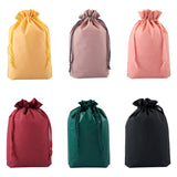 1 Bag Magibeads 24Pcs 6 Colors Rectangle Plastic Frosted Drawstring Gift Bags, with Cotton Cord, for Daily Supplies Storage, Mixed Color, 28.5x20.8x0.15cm, 4pcs/color