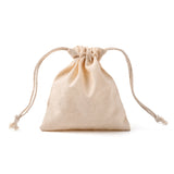 100 pc Rectangle Cloth Packing Pouches, Drawstring Bags, Old Lace, 12x10.5x0.4cm