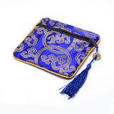 20 pc Rectangle Silk Pouches, with Coin Beads & Tassel Decorations, Mixed Color, 12x12x0.4cm