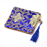 20 pc Rectangle Silk Pouches, with Coin Beads & Tassel Decorations, Mixed Color, 12x12x0.4cm