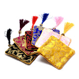 20 pc Rectangle Silk Pouches, with Coin Beads & Tassel Decorations, Mixed Color, 12x12x0.4cm