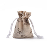50 pc Rectangle Hemp Cloth Pouches, Antique White, 13x10cm