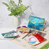 1 Set 15 Pcs 8cm/9.9cm/12.5cm Jewelry Silk Purse Gift Pouches, 5 Assorted Colors Embroidery Damask Cloth Pouches Chinese Silk Style Brocade Embroidered Bag with Snap Button and Zipper for Jewelry