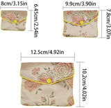1 Set 15 Pcs 8cm/9.9cm/12.5cm Jewelry Silk Purse Gift Pouches, 5 Assorted Colors Embroidery Damask Cloth Pouches Chinese Silk Style Brocade Embroidered Bag with Snap Button and Zipper for Jewelry