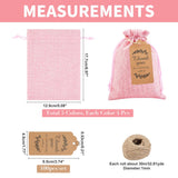 1 Bag Burlap Packing Pouches, Drawstring Bags, with Thank You for Celebrating with Us Paper Gift Tags, Mixed Color, 17.7~18x12.9~13x0.4cm, 5 colors, 4pcs/color, 20pcs/bag