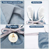 1 Bag 9 Pcs Velvet Jewelry Bags, 3 Colors Easter Rabbit Ear Candy Bags Drawstring Gift Pouches with Plastic Imitation Pearl Bead for Wedding Birthday Easter Party Cookie Packaging