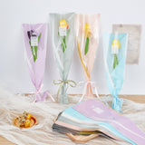1 Set 120 Pcs 6 Colors Single Flower Wrapping Bags, Single Rose Floral Packaging Bags Flower Bouquet Sleeve Bag with Word Just For You and Crown Pattern for Graduation Birthday Wedding