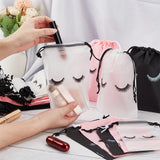 1 Bag 108 Pcs Eyelash Makeup Bags, 9 Styles Pink Eyelash Aftercare Bags Eyelash Cosmetic Bags with Drawstring Travel Bags Packaging for DIY Craft Beads Makeup Brush Storage, 3 Sizes