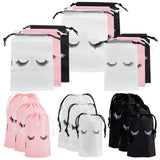 1 Bag 108 Pcs Eyelash Makeup Bags, 9 Styles Pink Eyelash Aftercare Bags Eyelash Cosmetic Bags with Drawstring Travel Bags Packaging for DIY Craft Beads Makeup Brush Storage, 3 Sizes