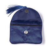 10 pc Embroidery Cloth Zip Pouches, with Tassels and Stainless Steel Snap Button, Rectangle, Midnight Blue, 12x8.5cm