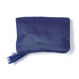 10 pc Embroidery Cloth Zip Pouches, with Tassels and Stainless Steel Snap Button, Rectangle, Midnight Blue, 12x8.5cm