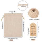 1 Bag Burlap Packing Pouches, Drawstring Bags, Tan, 17.7~18x12.9~13x0.4cm, 20pcs/bag