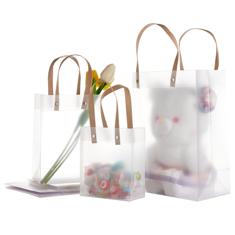 CRASPIRE 1 Set Clear Plastic Gift Bags with Handle, 3 Sizes