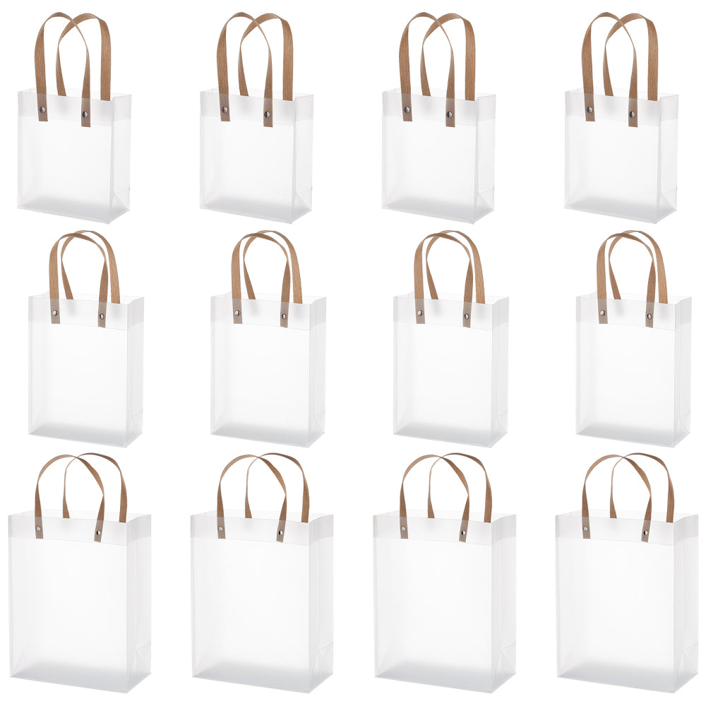 CRASPIRE 1 Set Clear Plastic Gift Bags with Handle, 3 Sizes Transparent  Favors Bags Wrap Tote Bag for Shopping Retail Merchandise Business Boutique  Wedding Birthday Baby Shower Party Flower, 12 Pack