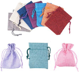 1 Set 10 pcs Burlap Bags Drawstring Gift Bags, Favour Bags Pouches for Wedding Party and DIY Craft, 10 Colors, 9x7cm