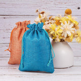 1 Set Burlap Packing Pouches Drawstring Bags, Mixed Color, 18x13cm, 1pc/color, 10pcs/set