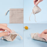1 Set Cotton Packing Pouches Drawstring Bags, Rectangle, Floral White, 9x8cm, 30pcs/set
