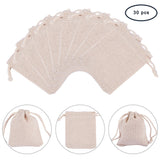 1 Set Cotton Packing Pouches Drawstring Bags, Rectangle, Floral White, 9x8cm, 30pcs/set