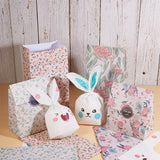 1 Set Animals Theme Plastic Bags and Flowers Floral Paper Gift Bag, Mixed Color, 23.3x13.8cm