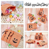 30 pc 30pcs Imitation Burlap Bags 14x10cm Pumpkin Orange Pouches Drawstring Bags for Halloween Candy Party Favors Small Items Jewelry Storage