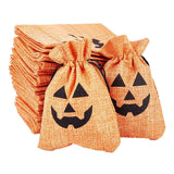 30 pc 30pcs Imitation Burlap Bags 14x10cm Pumpkin Orange Pouches Drawstring Bags for Halloween Candy Party Favors Small Items Jewelry Storage