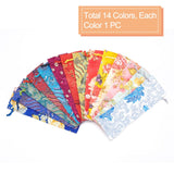 1 Set Brocade Drawstring Pouches, Candy Sachet Wallet Jewelry Bag, Mixed Color, 23.5~25x8~8.5x0.1cm, 14 colors, 1pc/color, 14pcs/set