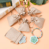 50 pc Burlap Packing Pouches Drawstring Bags, Dark Khaki, 9x7cm