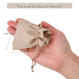 50 pc Burlap Packing Pouches Drawstring Bags, Dark Khaki, 9x7cm