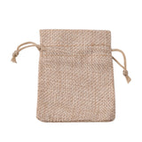 50 pc Burlap Packing Pouches Drawstring Bags, Dark Khaki, 9x7cm