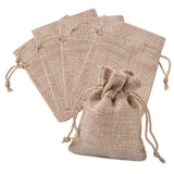 50 pc Burlap Packing Pouches Drawstring Bags, Dark Khaki, 9x7cm