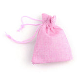 50 pc Burlap Packing Pouches Drawstring Bags, Pearl Pink, 9x7cm