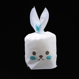 400 pc Kawaii Bunny Plastic Candy Bags, Rabbit Ear Bags, Gift Bags, Two-Side Printed, Dark Cyan, 18x10cm