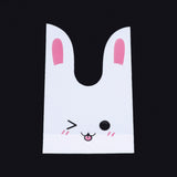 500 pc Kawaii Bunny Plastic Candy Bags, Rabbit Ear Bags, Gift Bags, Two-Side Printed, Hot Pink, 18x10cm
